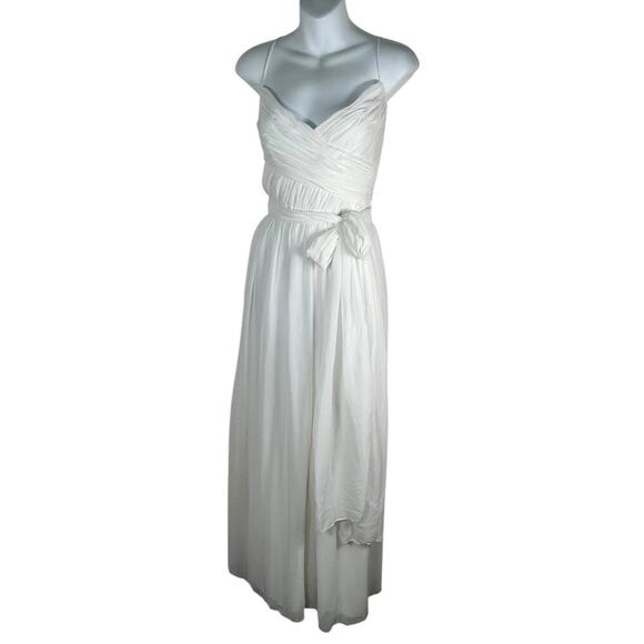 IEENA For MAC DUGGLE Long White Chiffon Formal Jumpsuit Evening Wear Size Medium - Picture 3 of 16